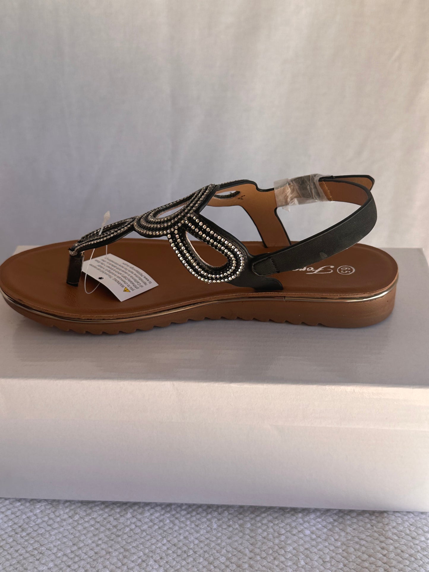 Women rhinestone sling back thong sandals
