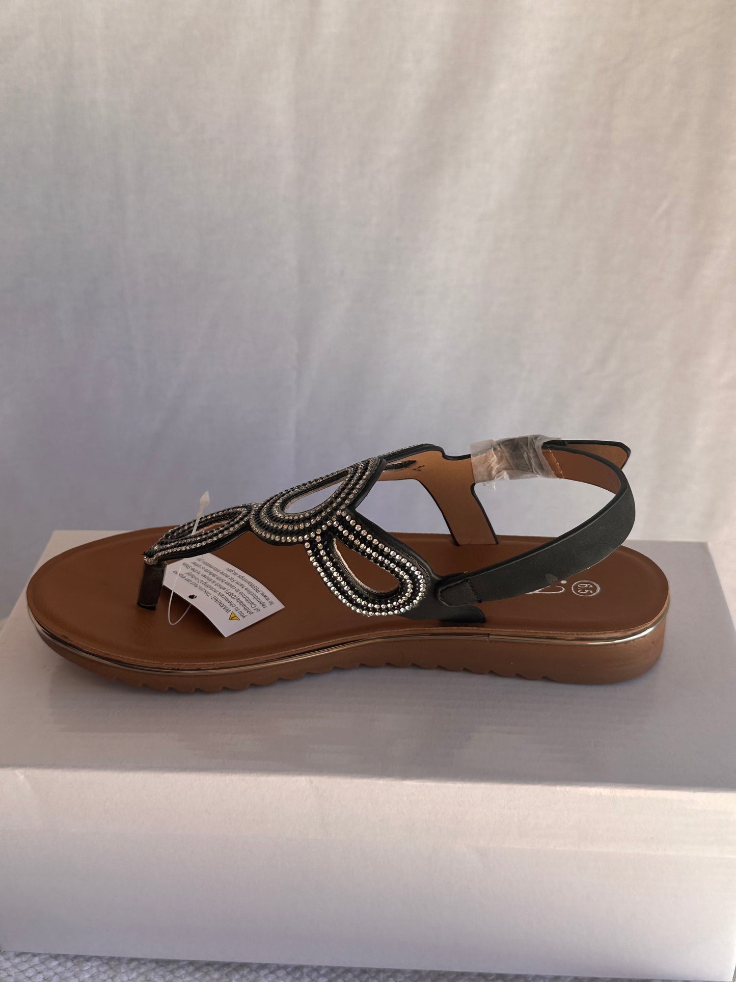 Women rhinestone sling back thong sandals