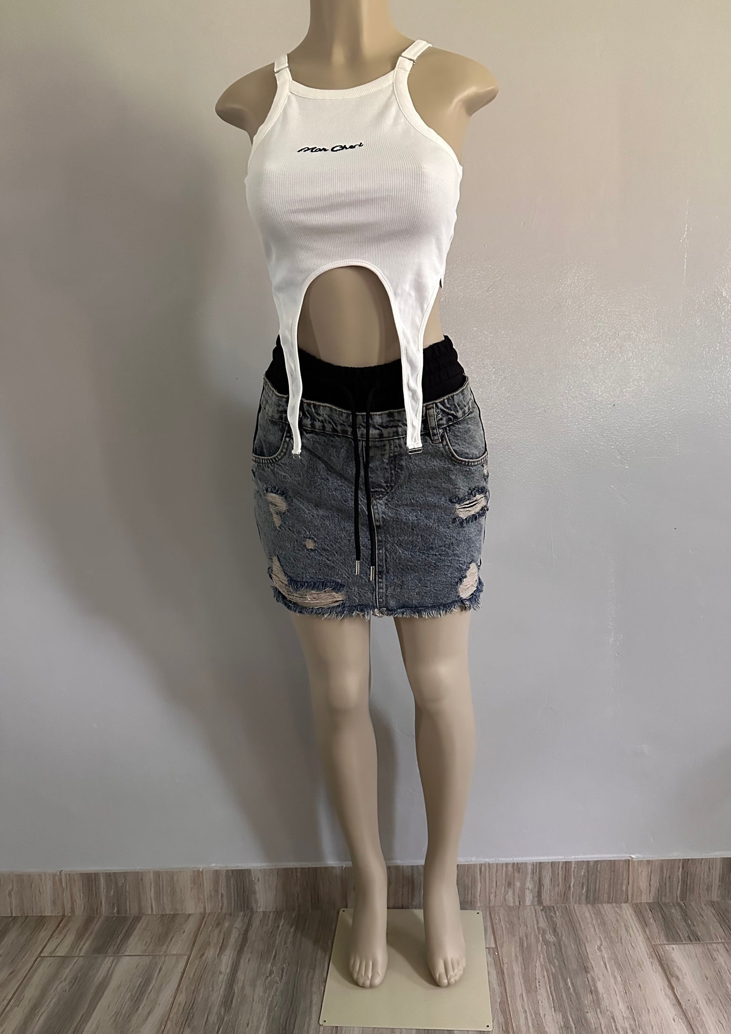 Black/demin skirt ripped
